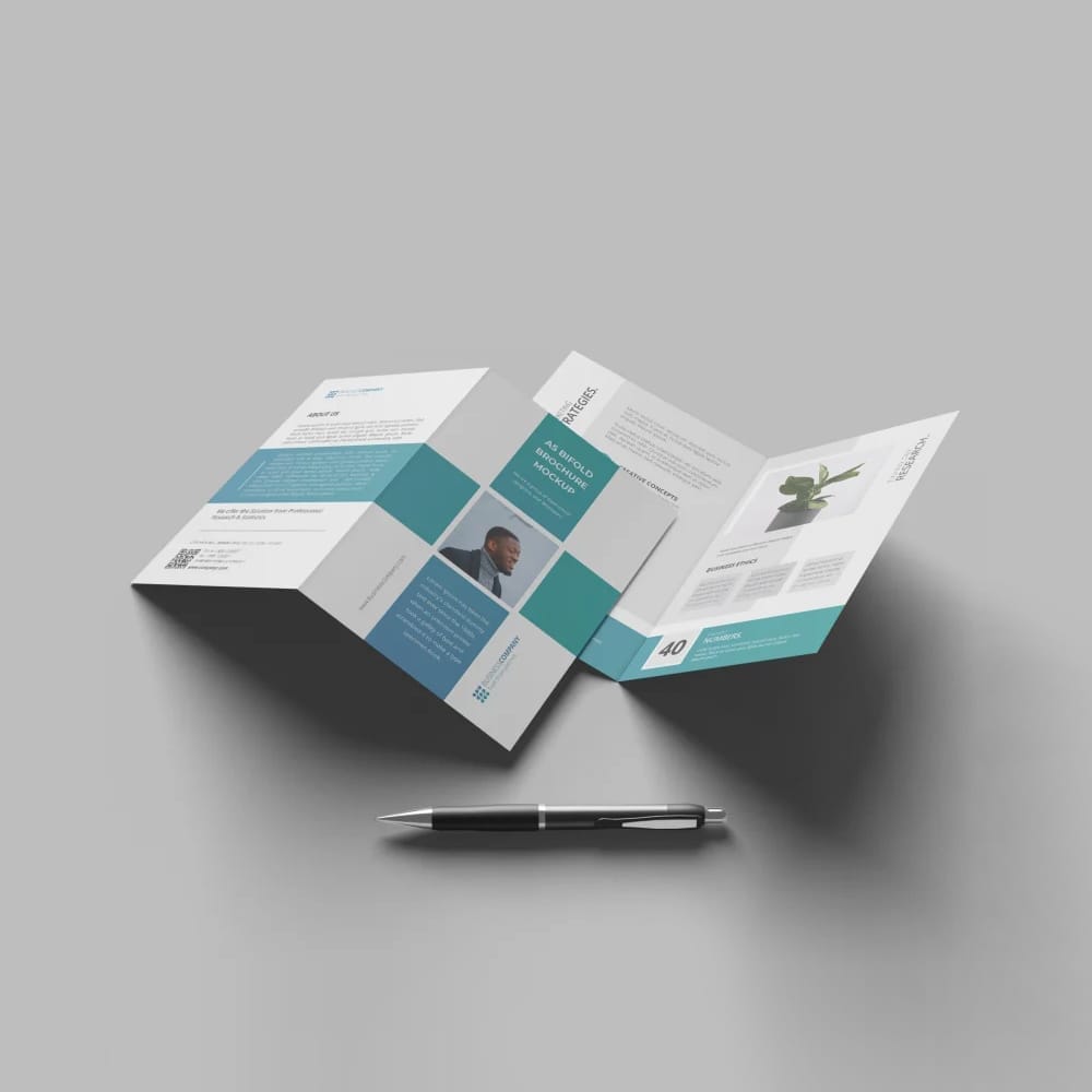 Free Perspective Bifold Brochure Mockup PSD