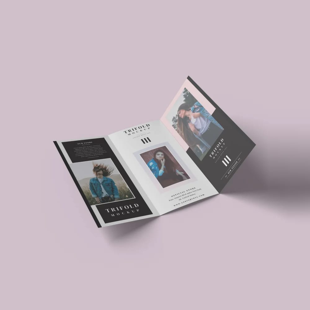 Free Perspective Trifold Brochure Mockup PSD
