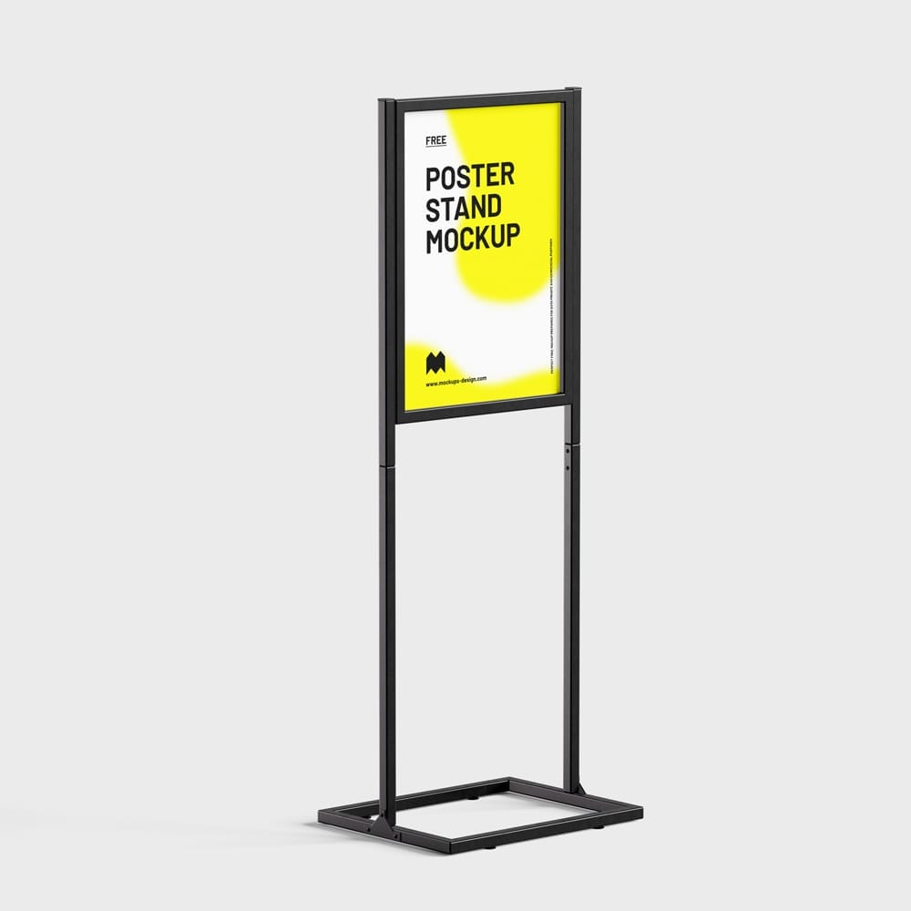 Free Poster Metal Frame Stand Mockup PSD