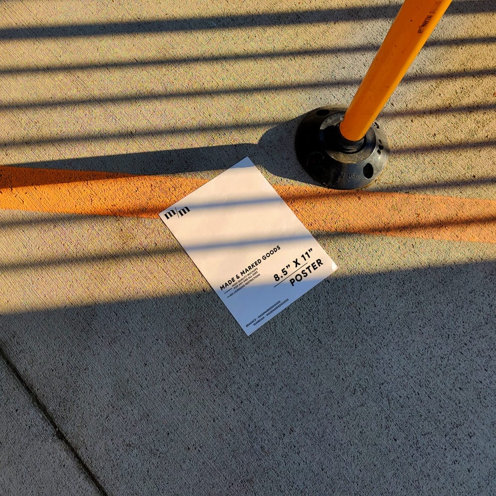 Free Poster with Sunset Shadows Mockup PSD