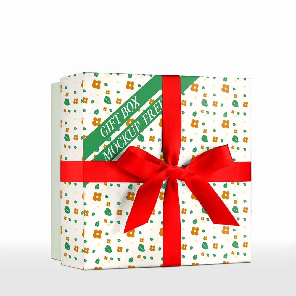 Free Realistic Gift Box Mockup PSD