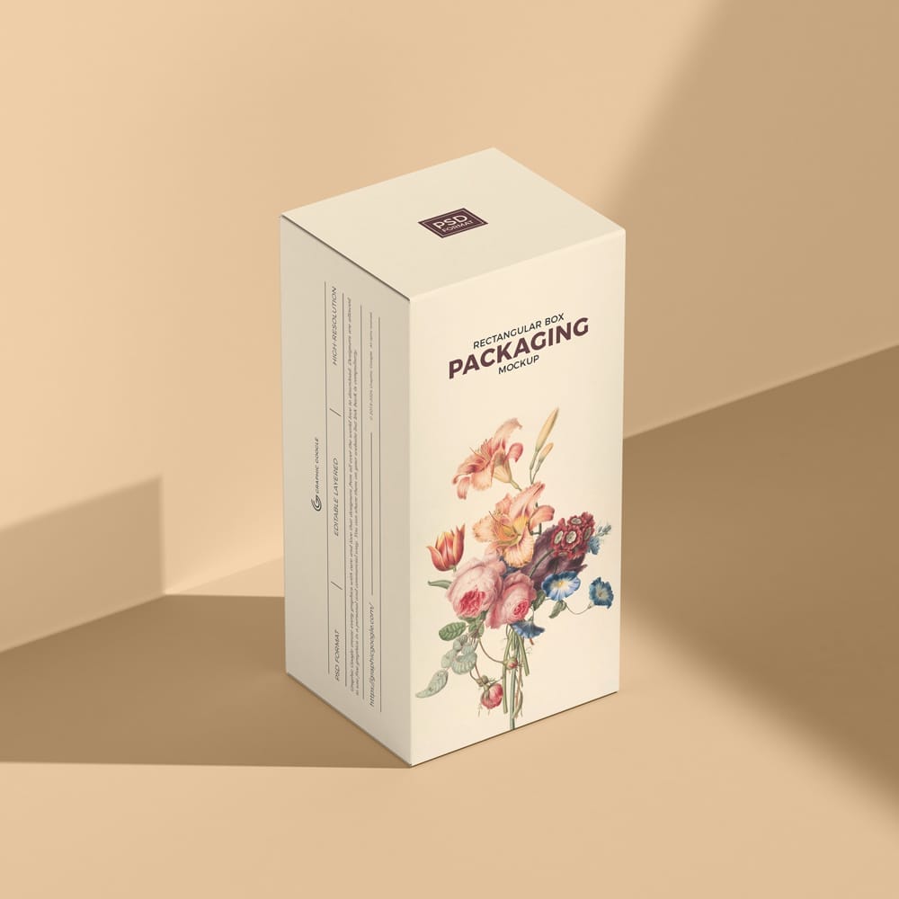 Free Rectangular Box Packaging Mockup Design PSD