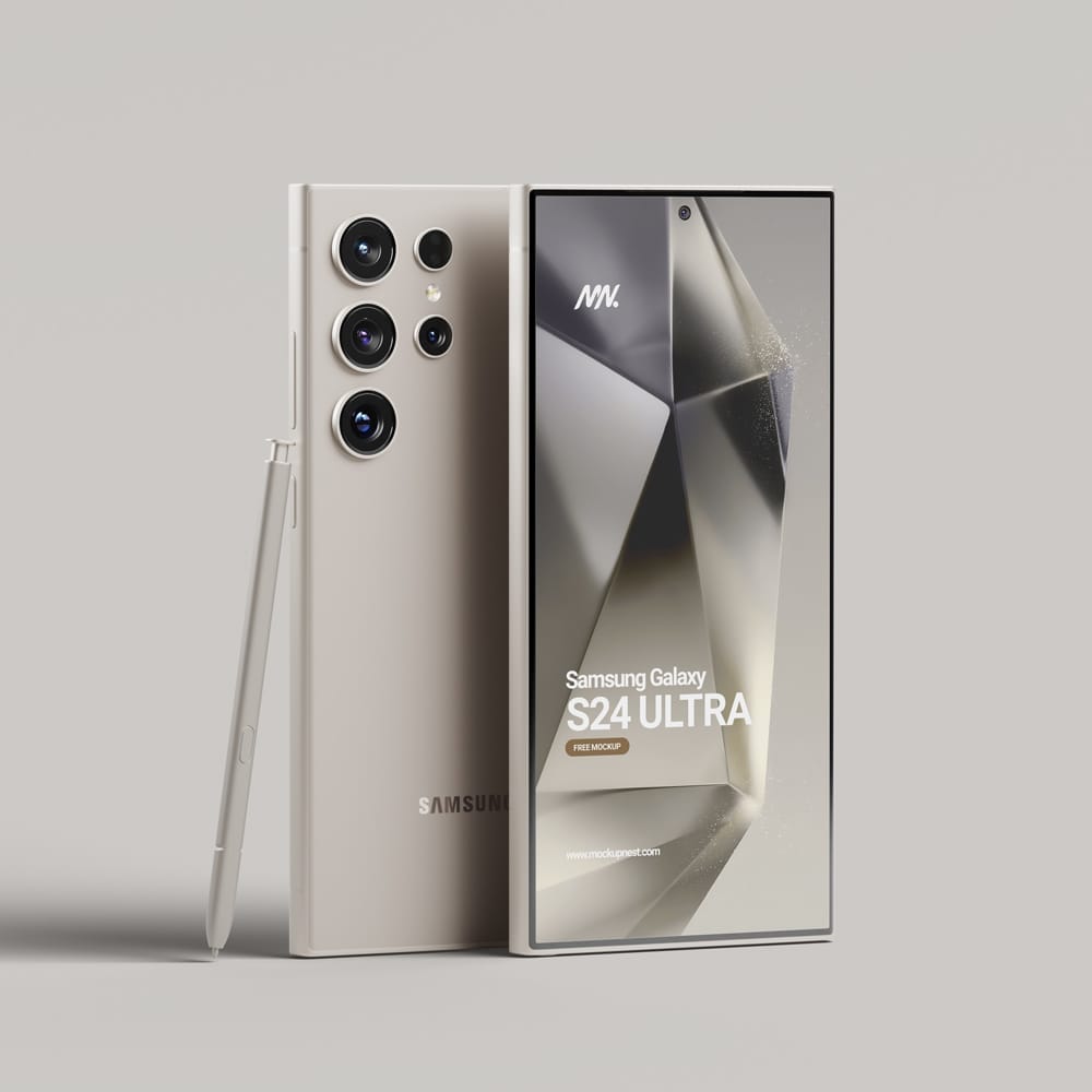Free Samsung Galaxy S24 Ultra Mockup PSD