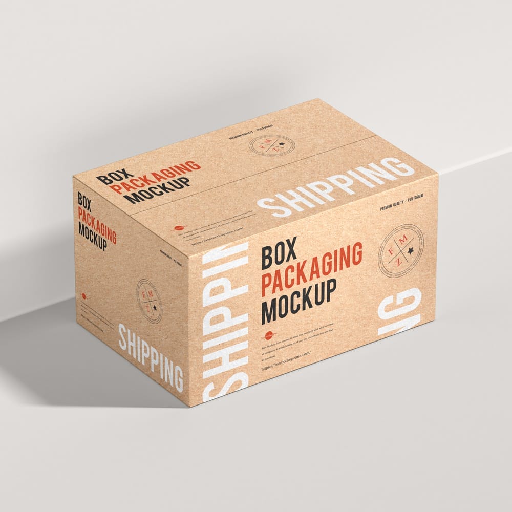 Free Shipping Box Packaging Mockup PSD