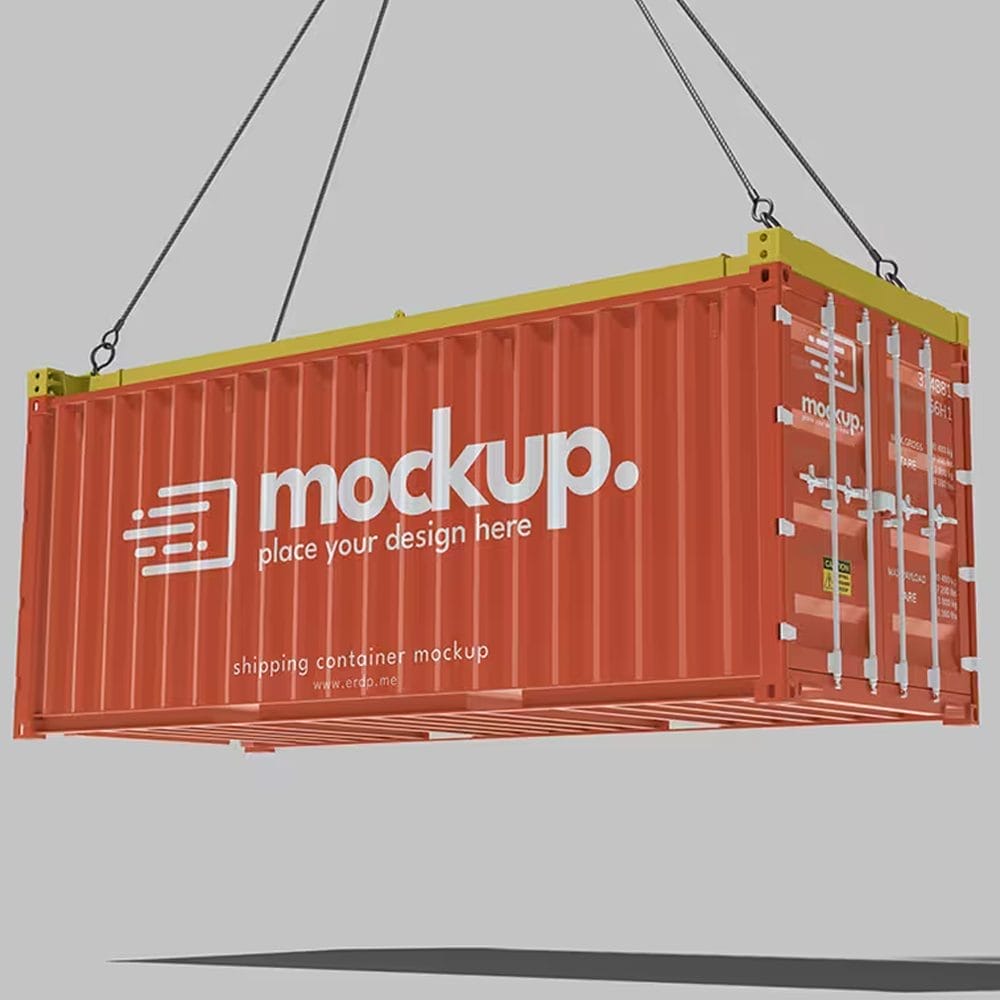 Free Shipping Container Mockup Template PSD