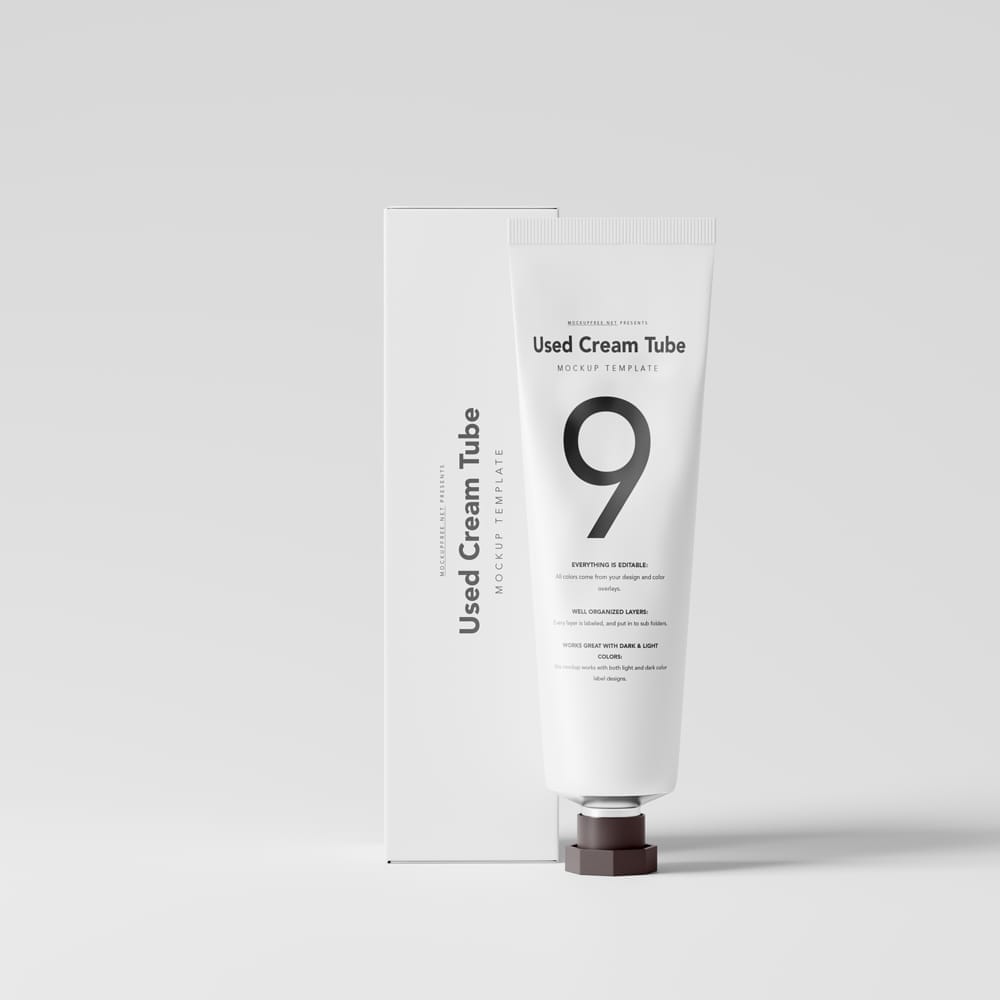 Free Slightly Used Cream Tube Mockups PSD