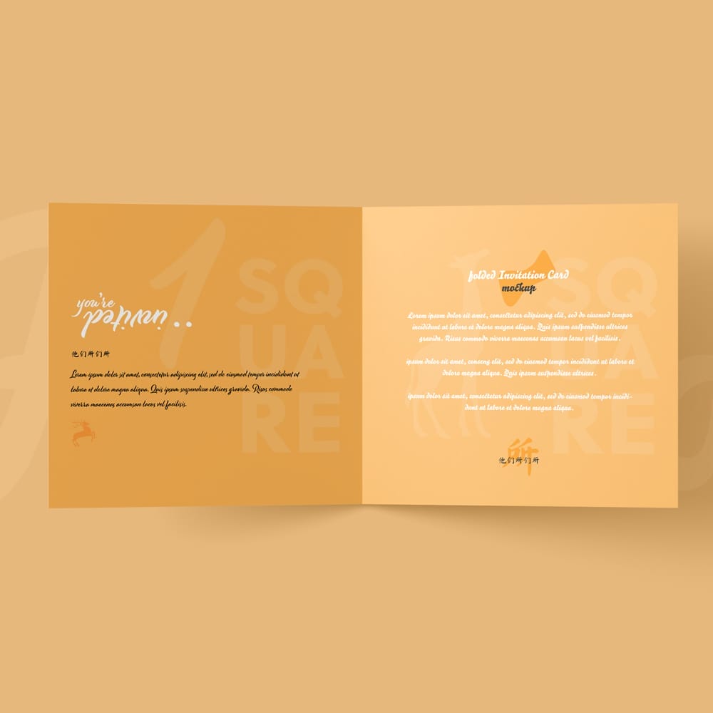 Free Square Folded Invitation Card Mockup PSD