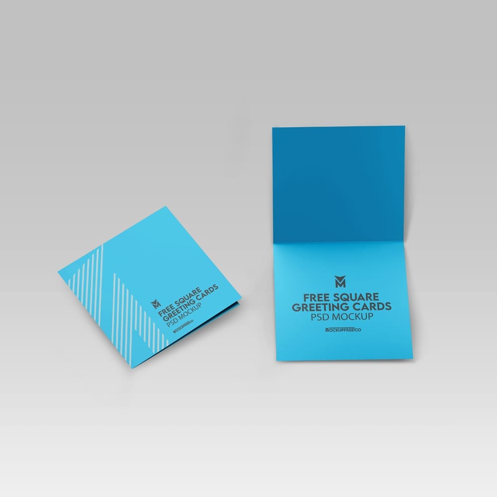 Free Square Greeting Cards Mockup PSD