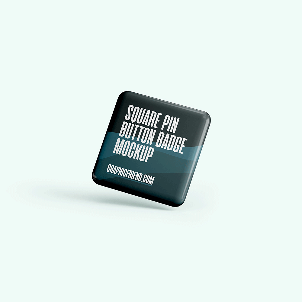 Free Square Pin Button Badge Mockup PSD