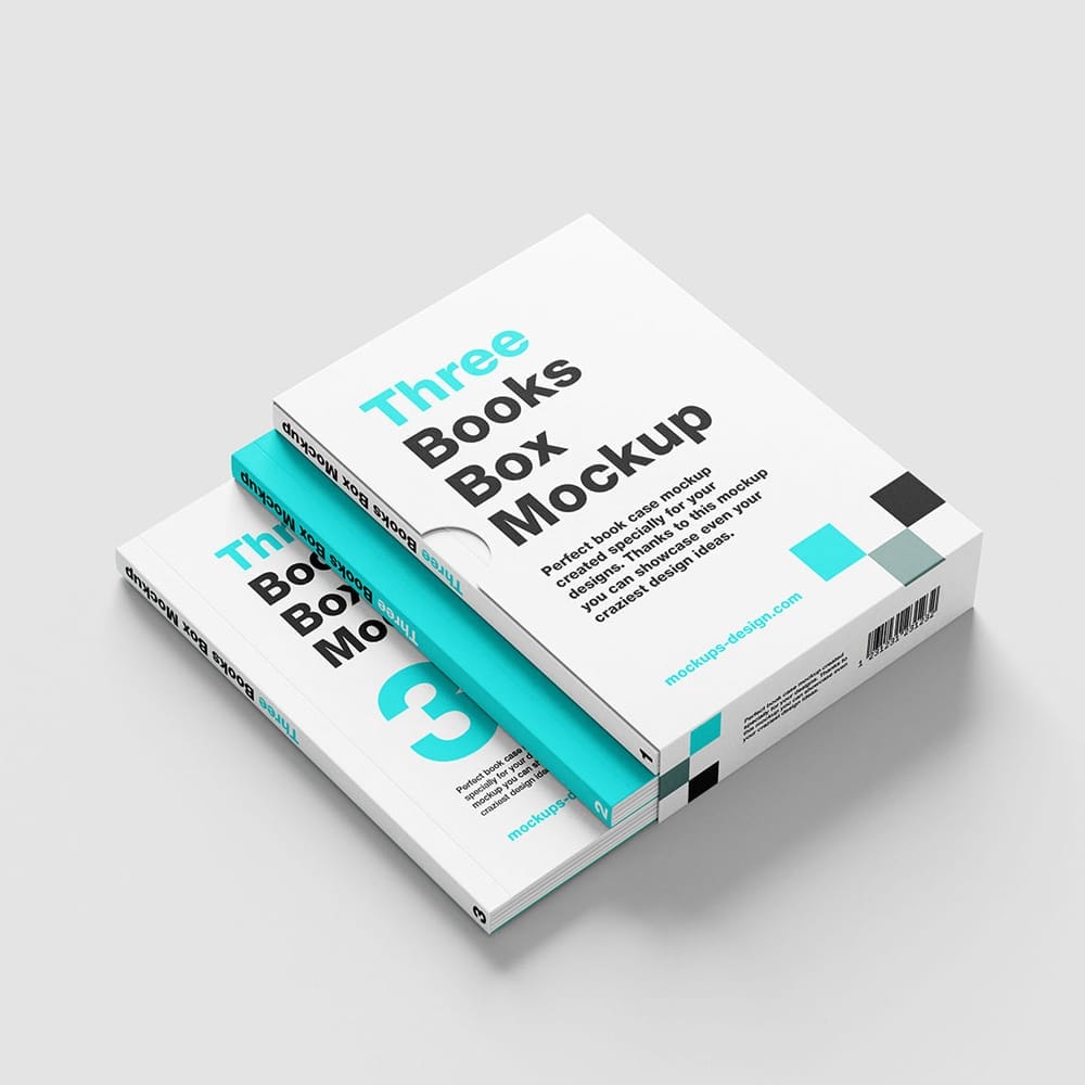 Free Three Books Box Mockup PSD