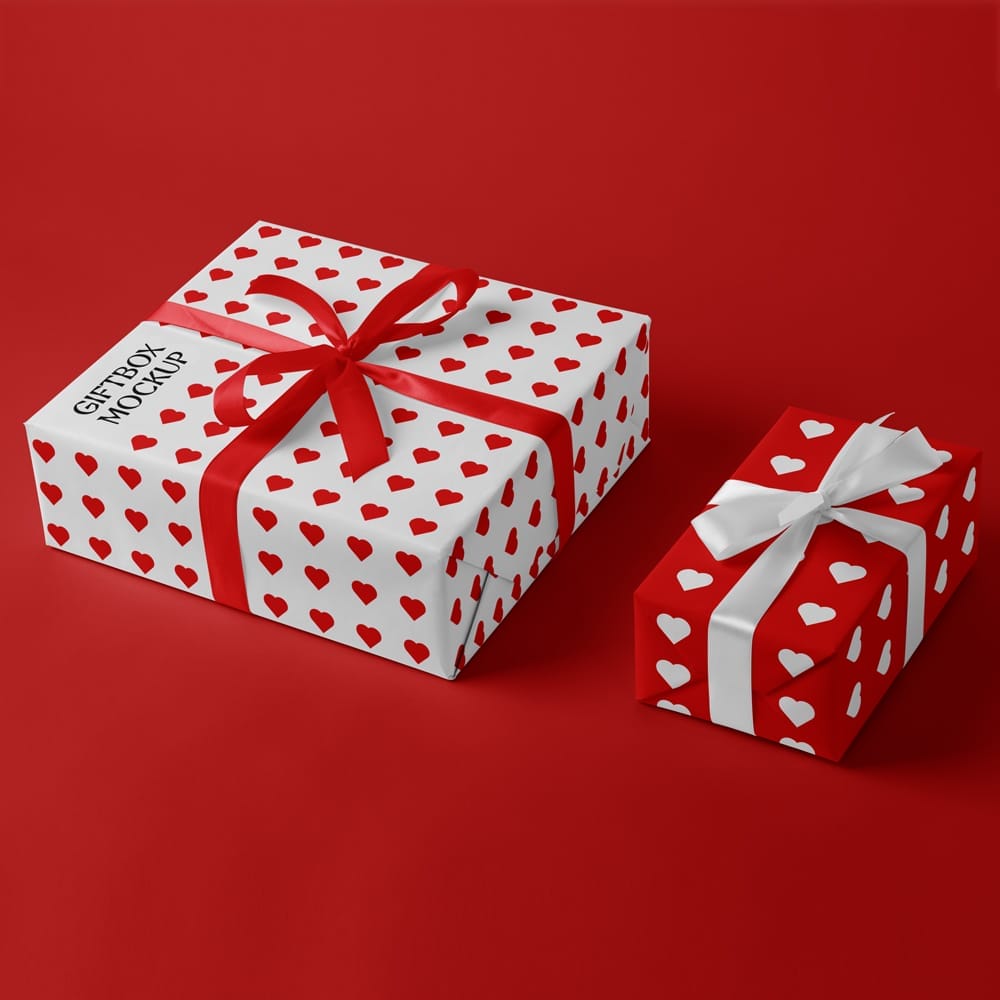 Free Valentine’s Gift Boxes Mockup PSD