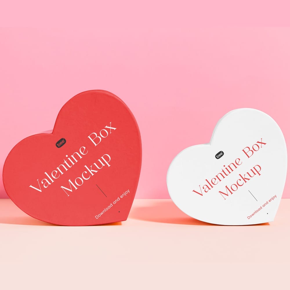 Free Valentines Heartshapped Box Mockups PSD