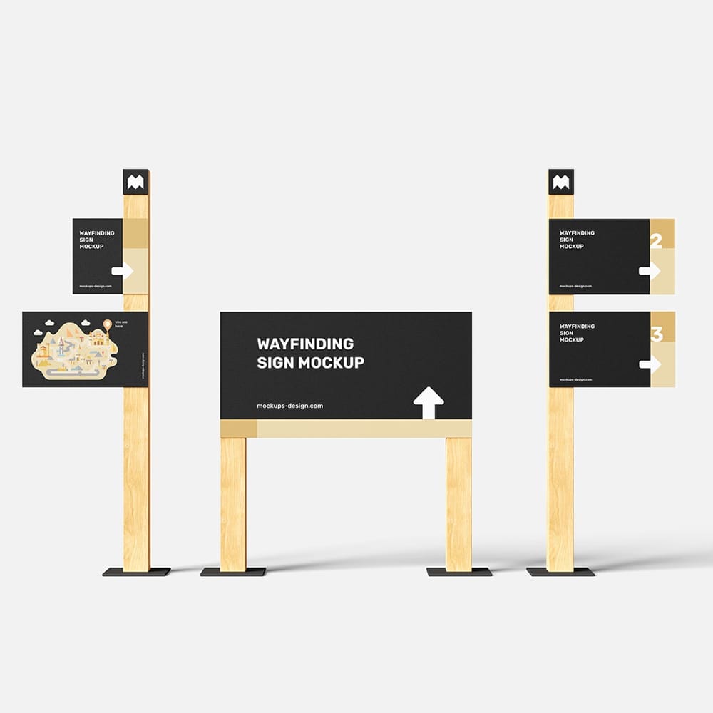 Free Wayfinding Signs Mockup PSD