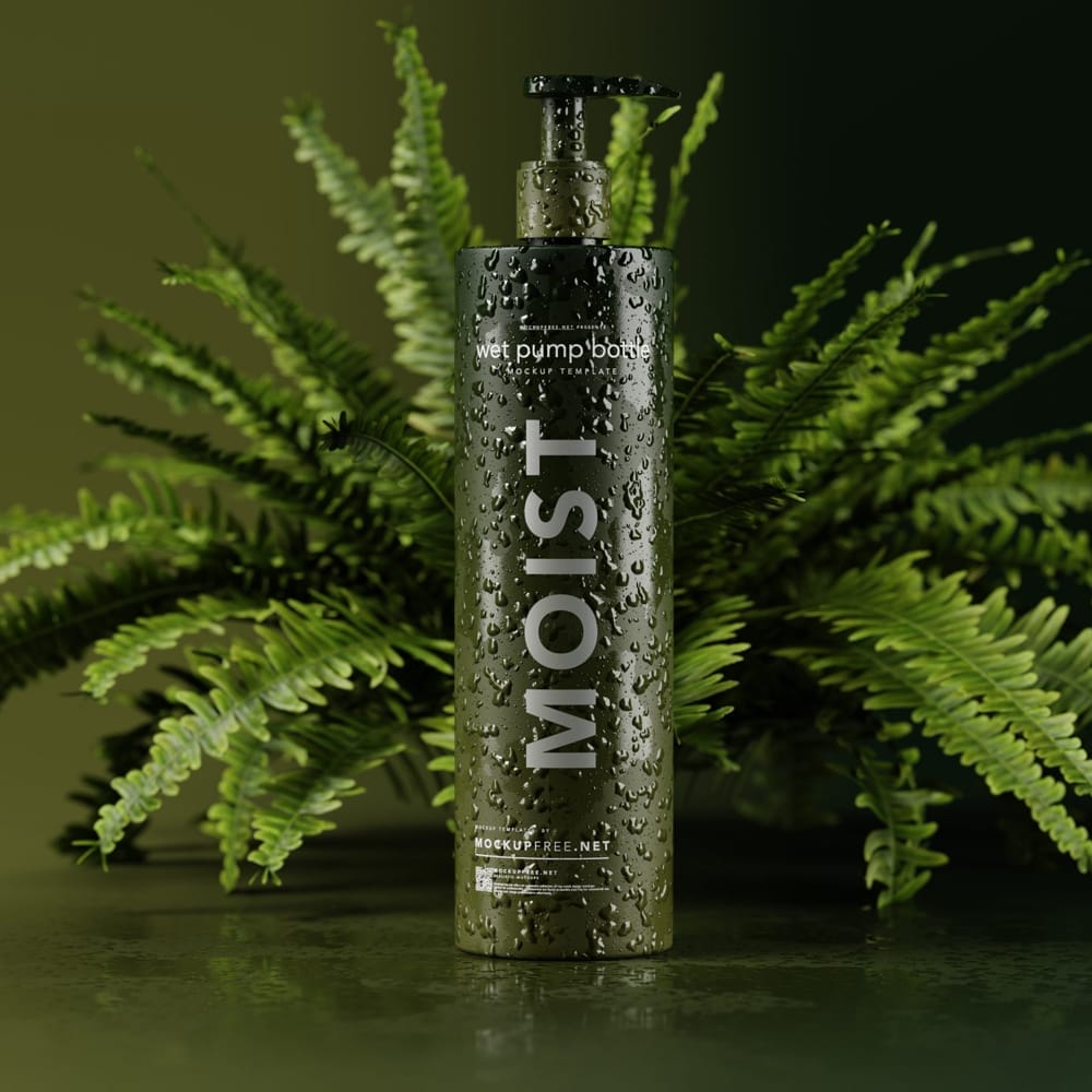 Free Wet Pump Bottle Mockups PSD