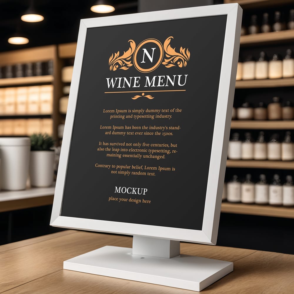 Free Wine Menu Mockup PSD