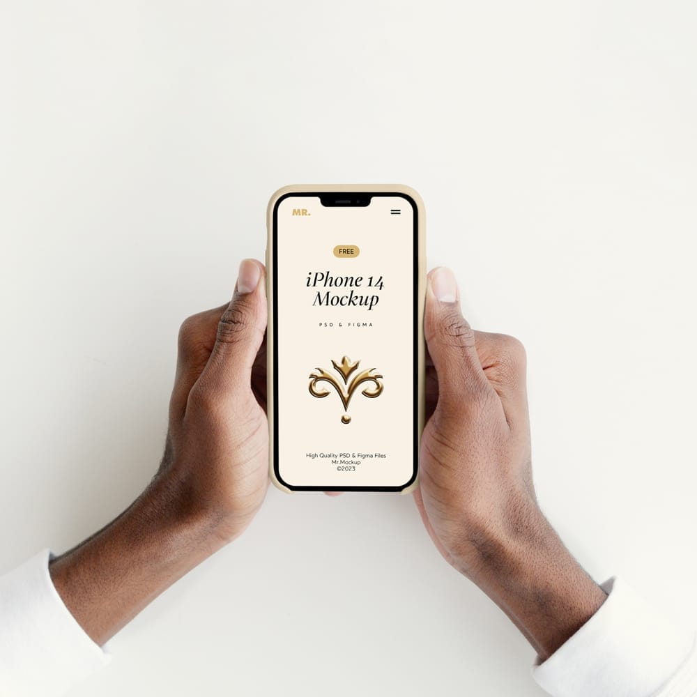 Free iPhone Pro in Hands Mockup PSD