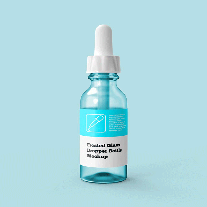 Frosted Glass Dropper Bottle Mockup Design PSD