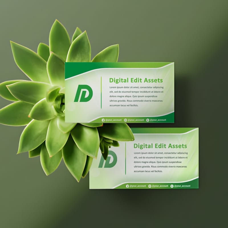 Green Elegance Business Card Mockup PSD