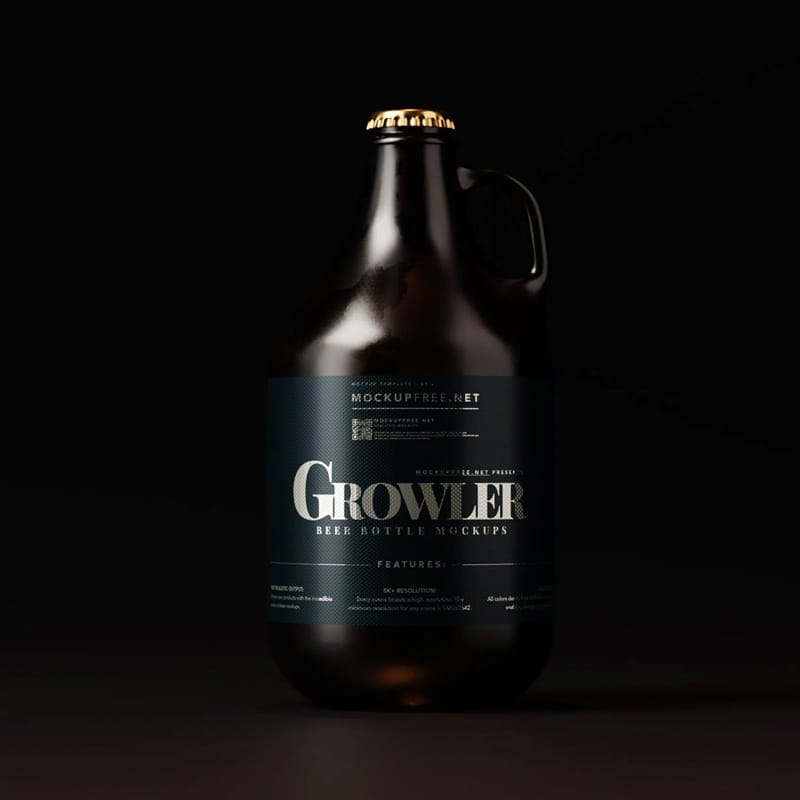 Growler Style Beer Bottle Mockups PSD