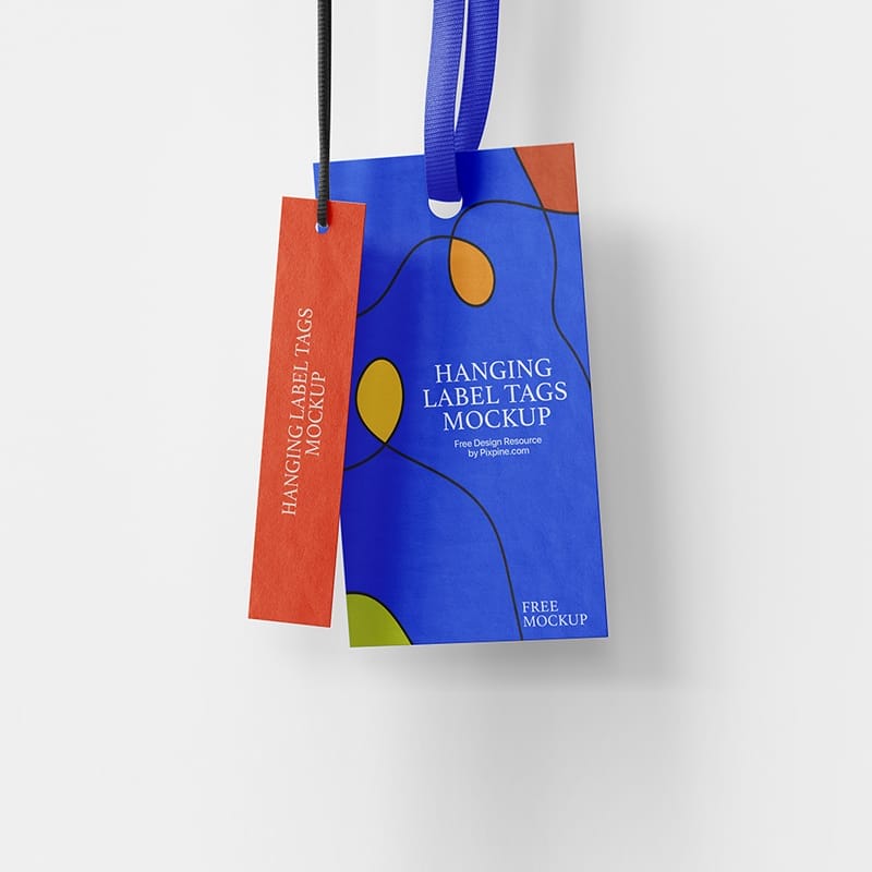 Hanging Two Label Tags Mockup PSD