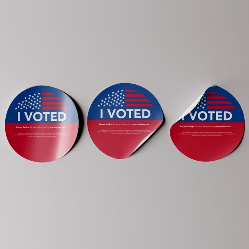 I Voted Sticker Mockups PSD