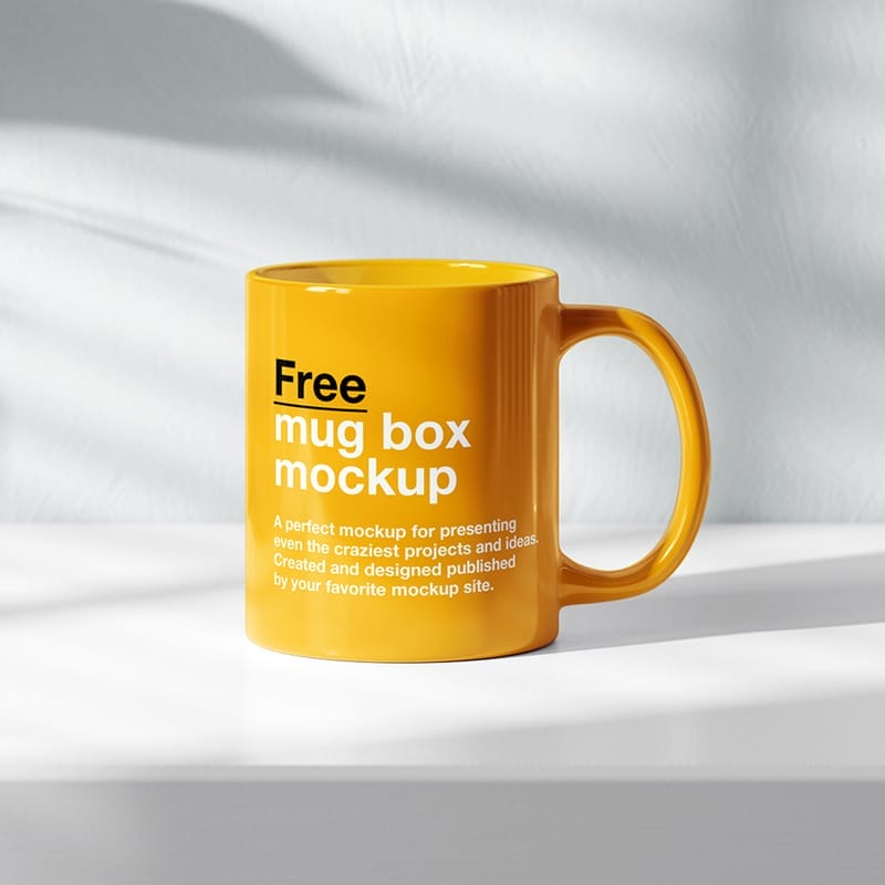 Mug on White Shelf Mockup PSD
