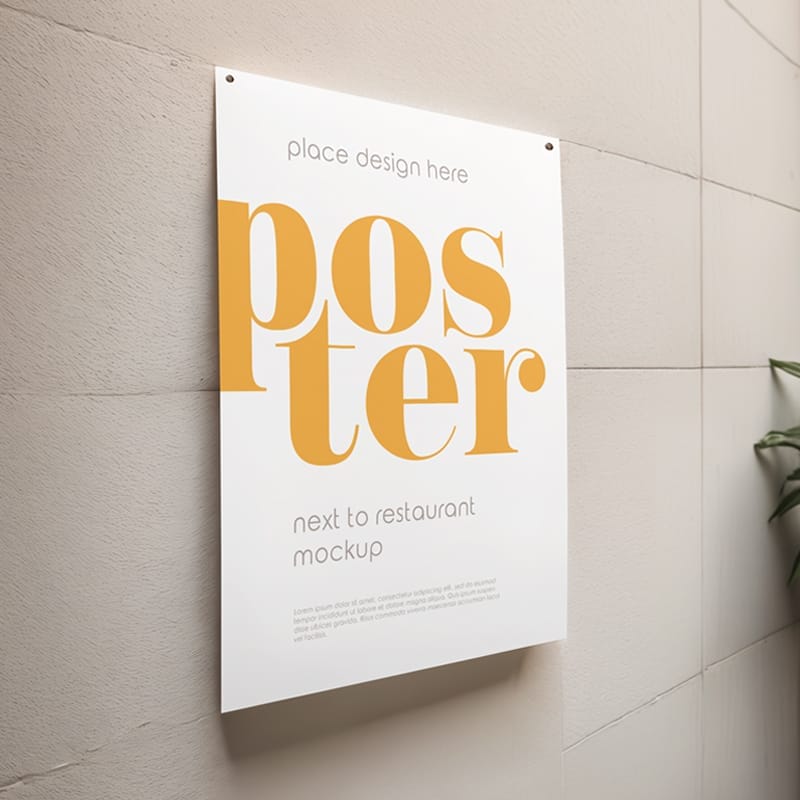 Poster Next to Restaurant Mockup PSD