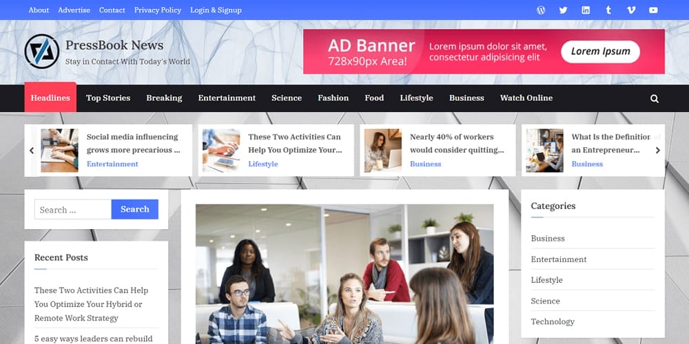 PressBook Grid Blogs