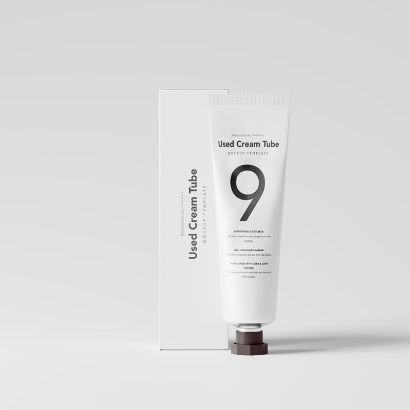 Slightly Used Cream Tube Mockups PSD