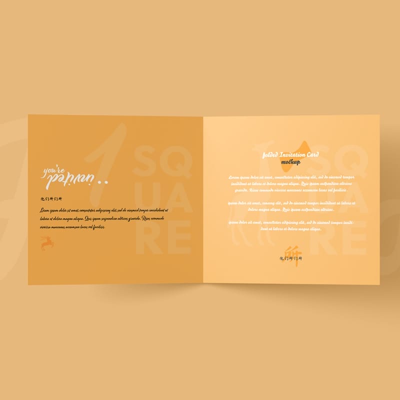 Square Folded Invitation Card Mockup PSD