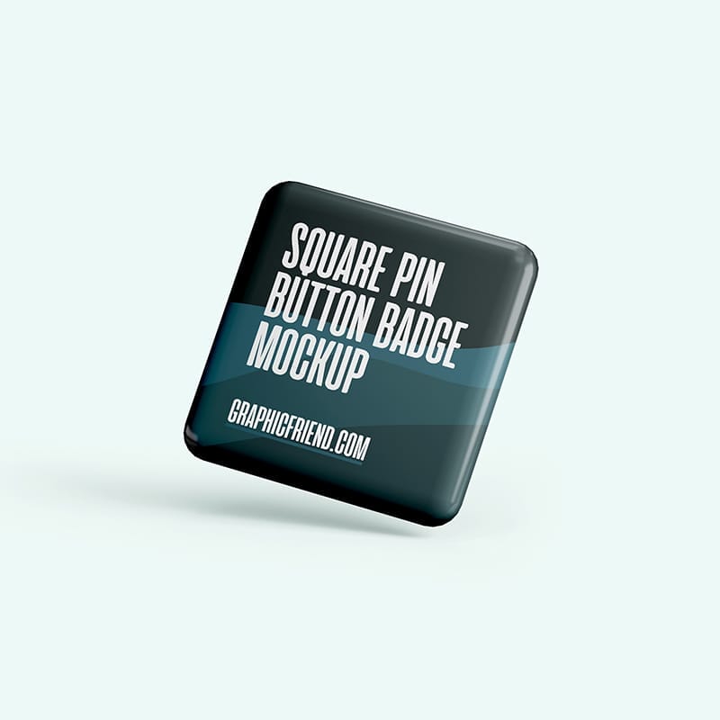 Square Pin Button Badge Mockup PSD