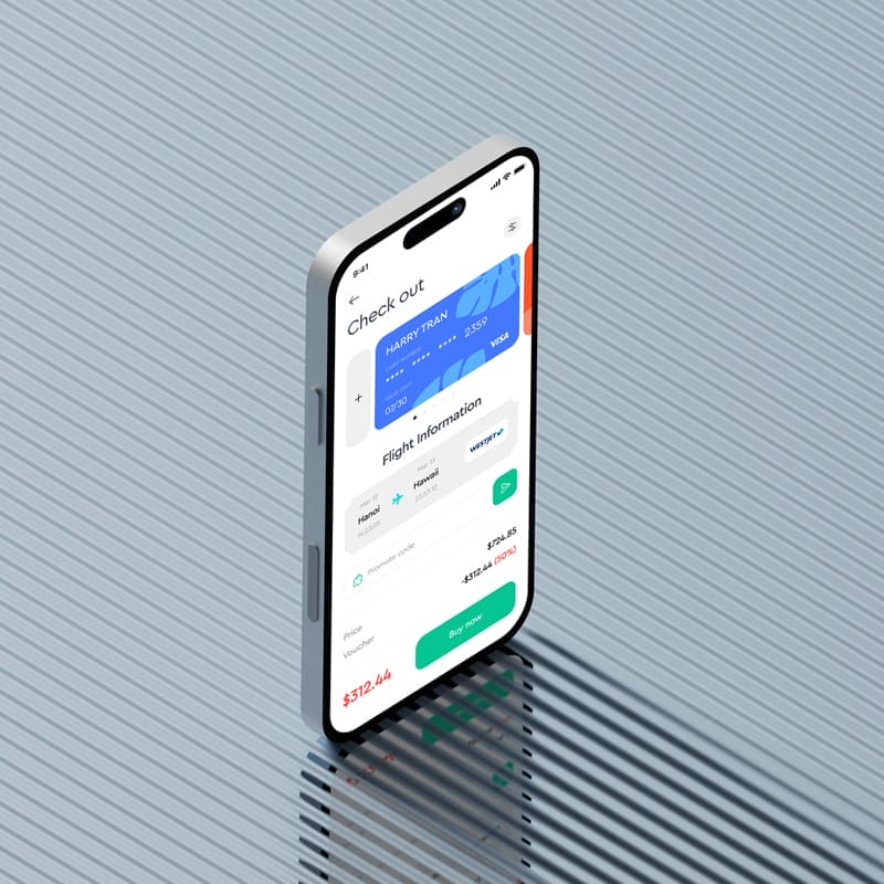 Standing iPhone 15 Mockup PSD