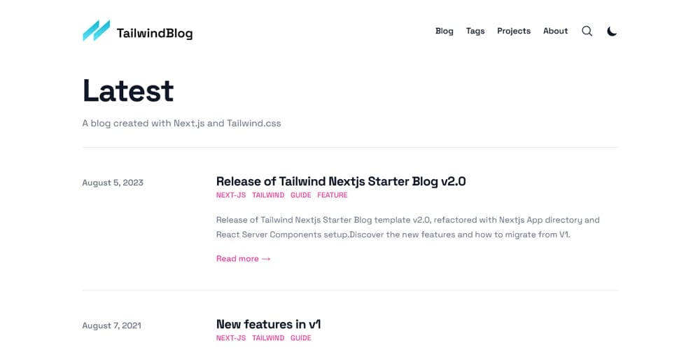 Tailwind Nextjs Starter Blog Template