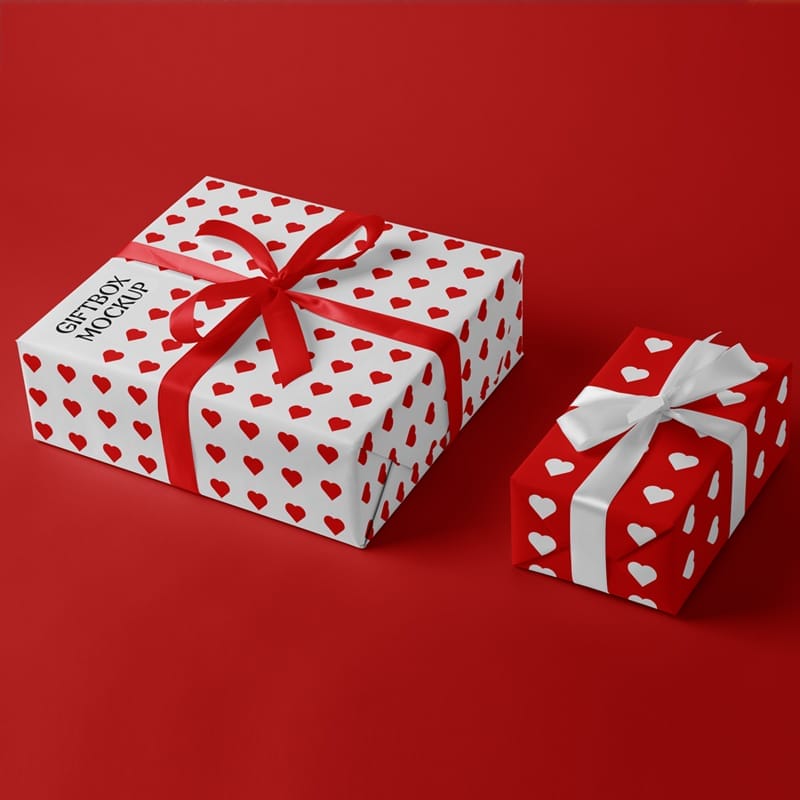 Valentine’s Gift Boxes Mockup PSD