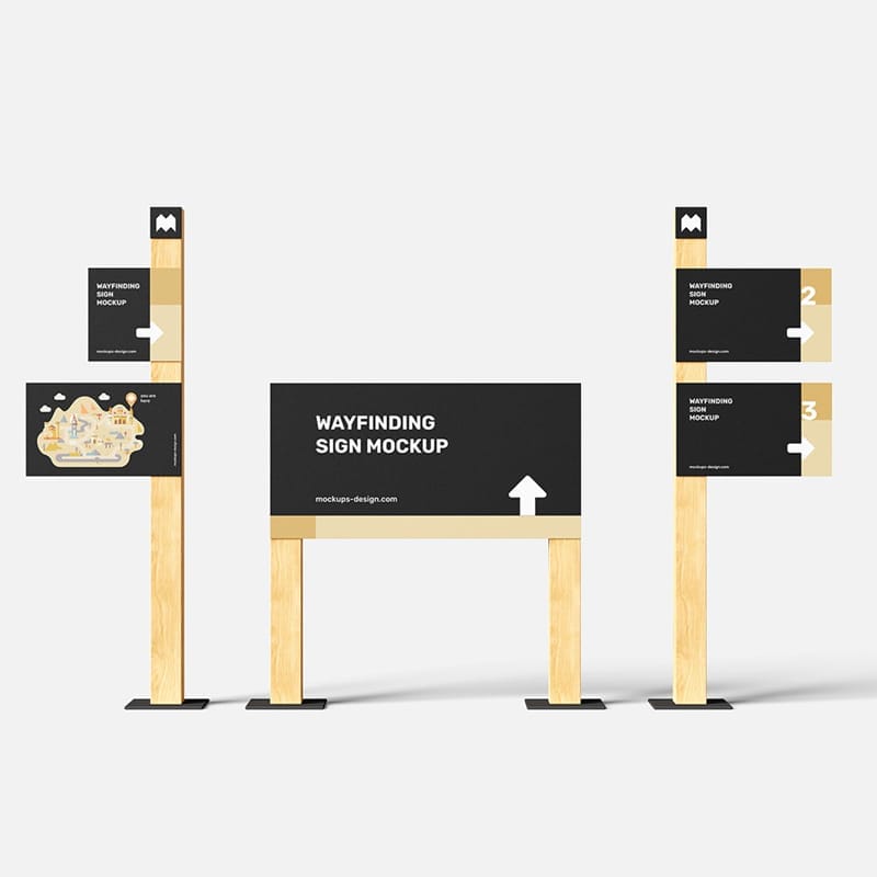 Wayfinding Signs Mockup PSD