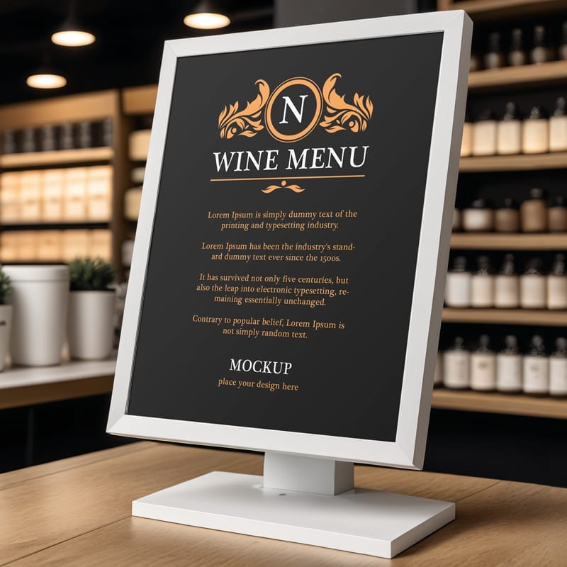 Wine Menu Mockup PSD