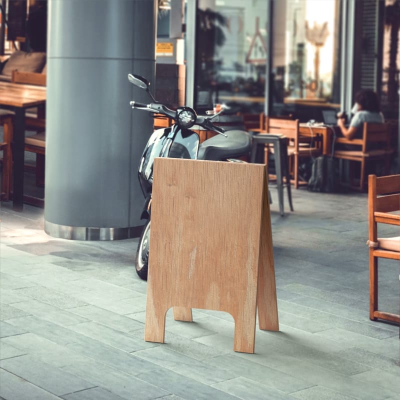 Wooden A-Frame Sandwich Board Mockup PSD