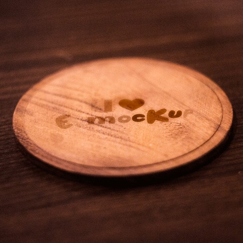 Wooden Coaster Mockup PSD