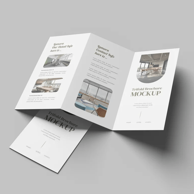 Zig-Zag Trifold Brochure Mockup PSD