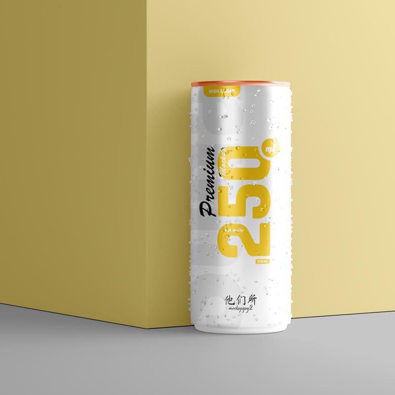 250ml Soda Can Mockup PSD