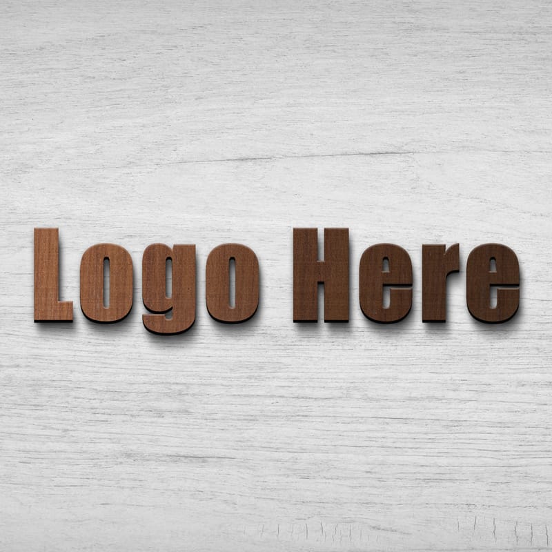 3D Wood Logo Mockup PSD