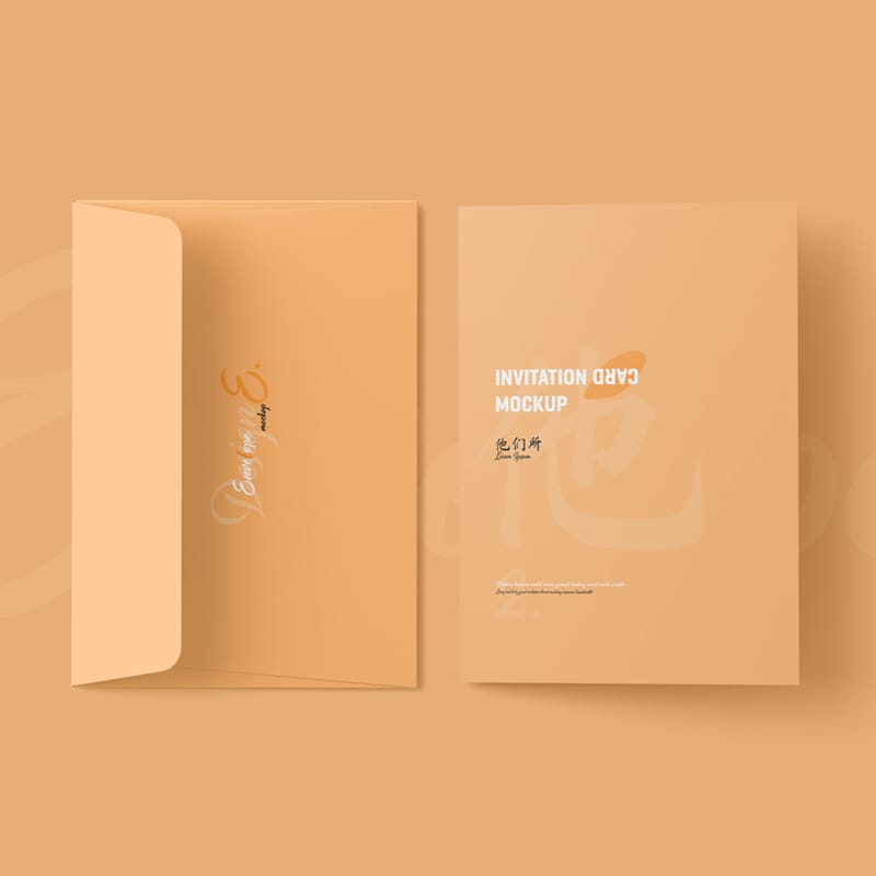 A5 Folded Invitation Card Mockup PSD