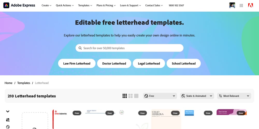 Adobe Express Letterhead Editor