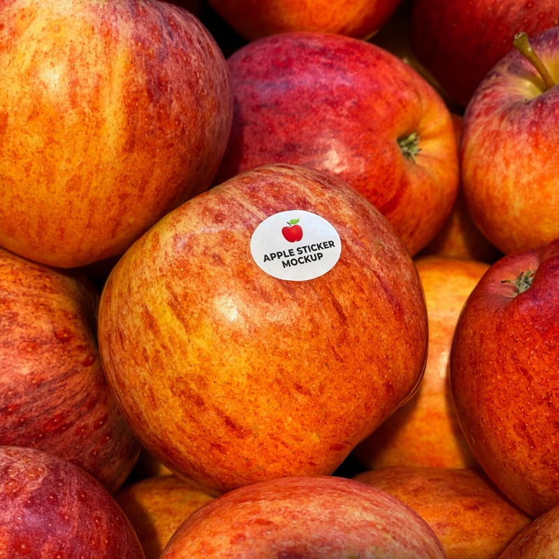 Apple Label Sticker Mockup PSD