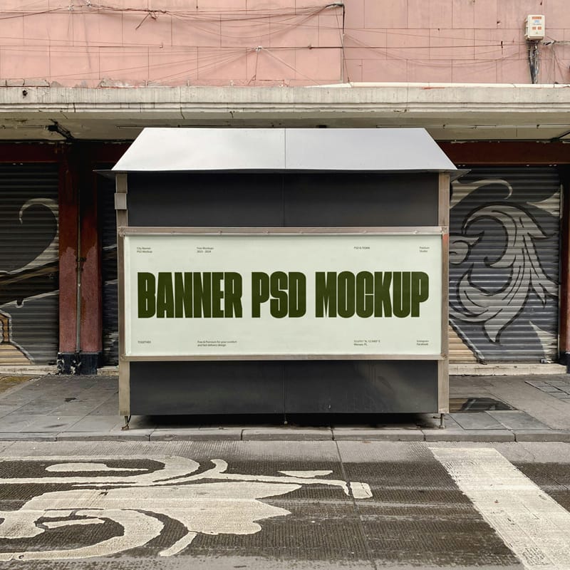 Banner On Newspaper Stand Mockup PSD