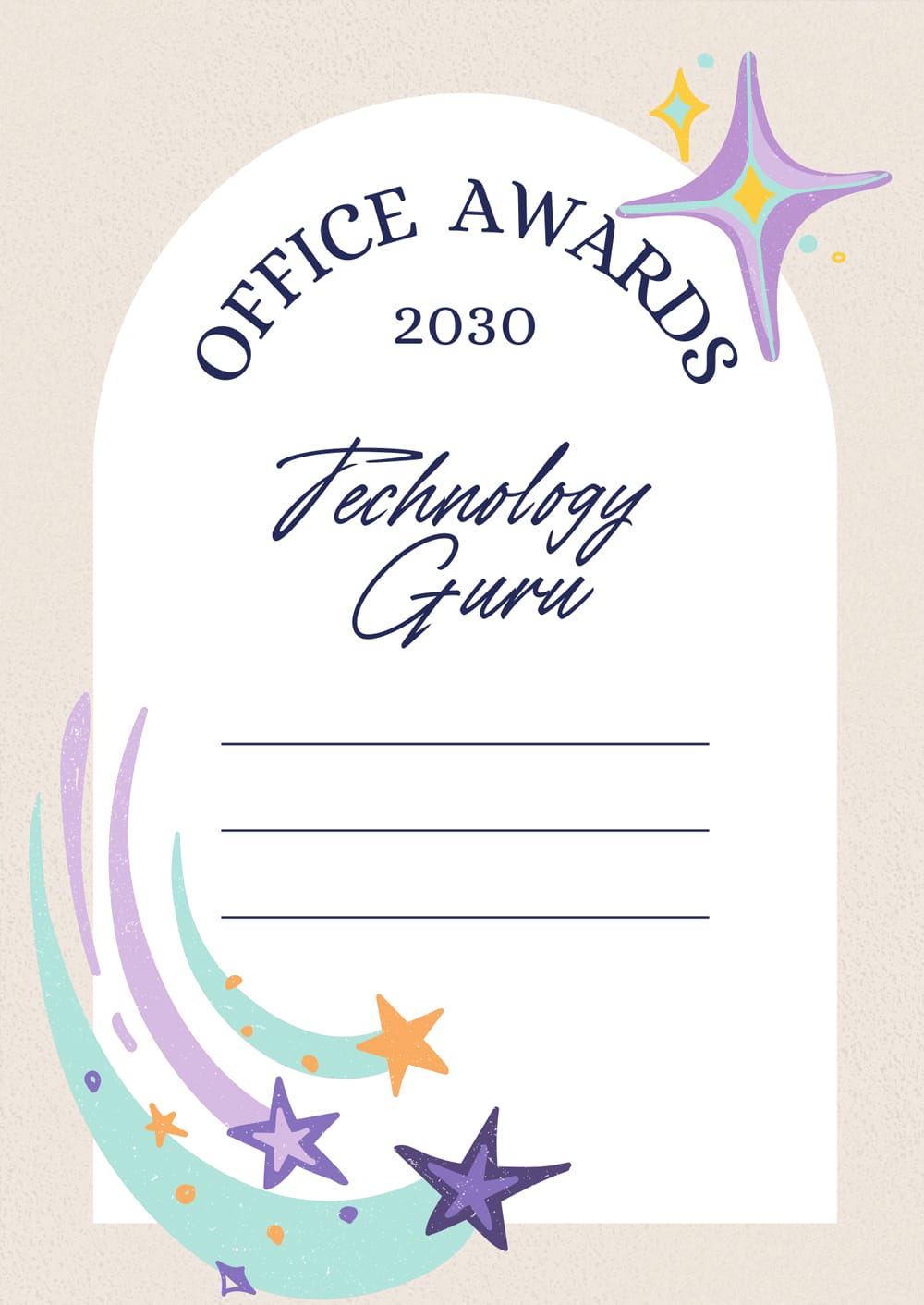 Beige Pastel Fun Company Office Awards Certificate Template