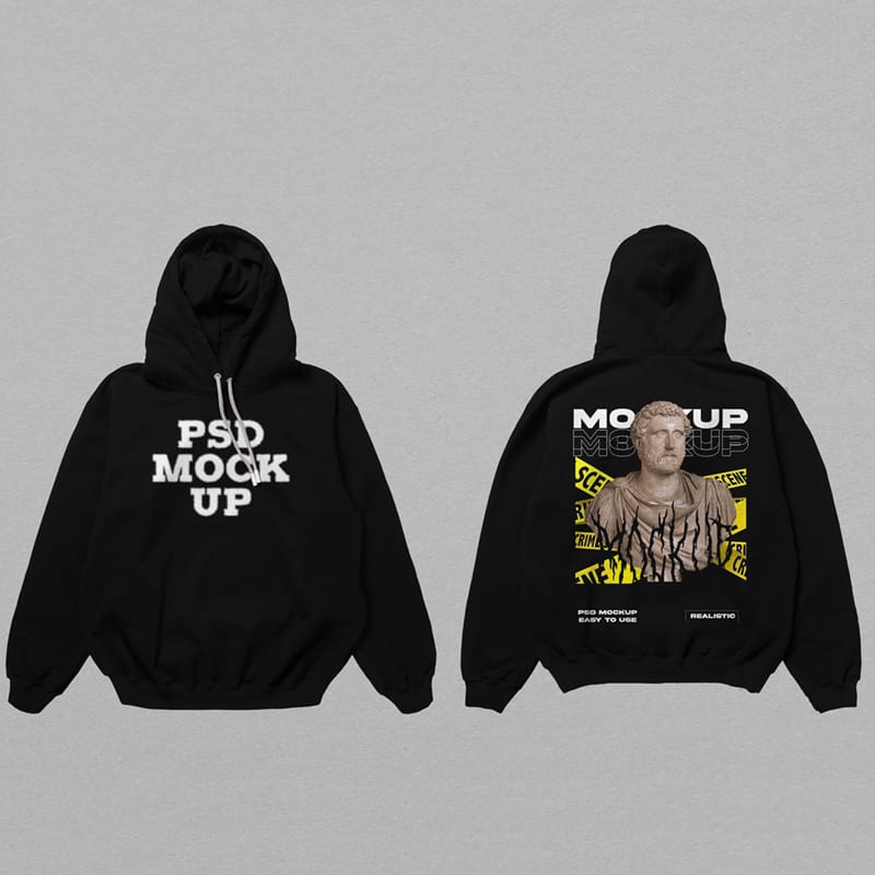 Black Hoodie Realistic Mockup PSD
