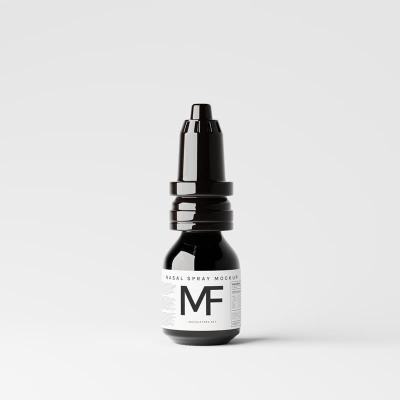Black Nasal Spray Bottle Mockup PSD