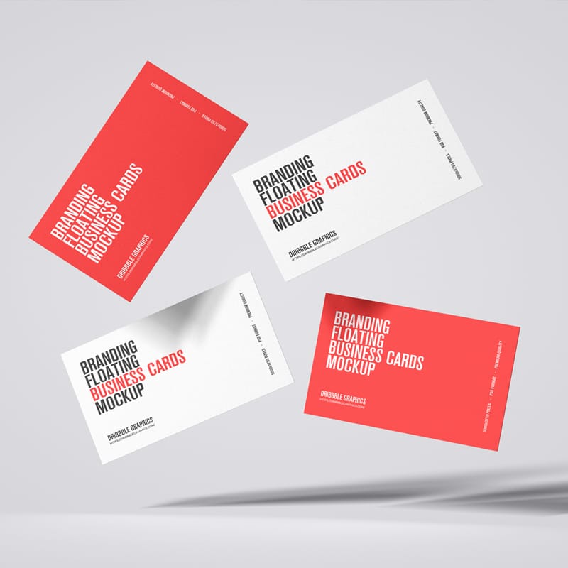 Branding Floating Business Cards Mockup PSD