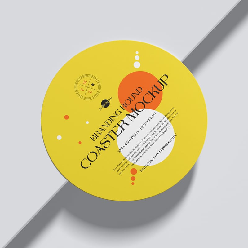Branding Round Coaster Mockup PSD